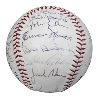 1969 New York Yankees Team Signed Baseball With 24 Signatures Including Munson, Cox & Michael (Beckett)